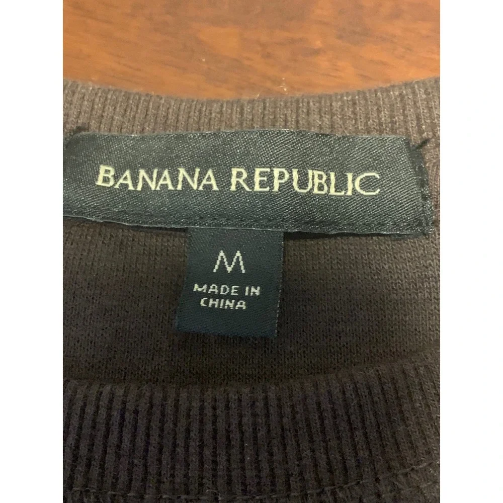 Banana Republic Brown Cotton Blend Crewneck Knit Henley Sweater Size M